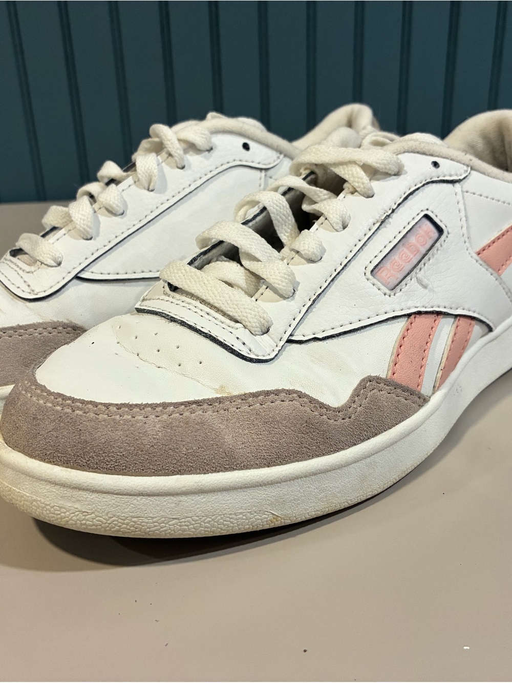 Reebok White Sneakers with Pink Accents